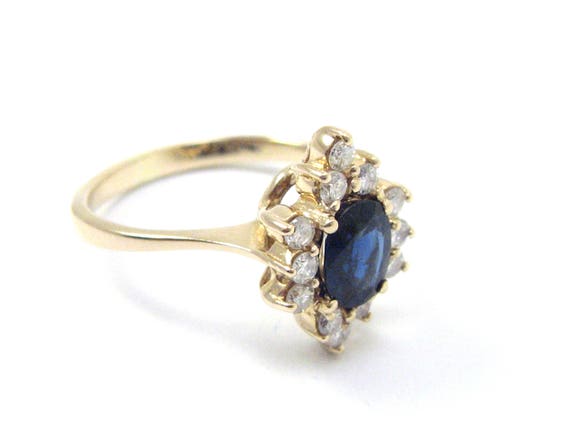 Vintage 14K Yellow Gold Sapphire And Diamond Ring… - image 3