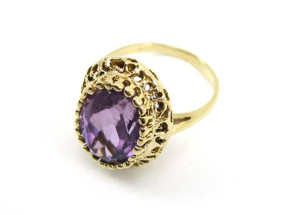 Vintage 14K Yellow Gold Amethyst Ring/14K Amethys… - image 2