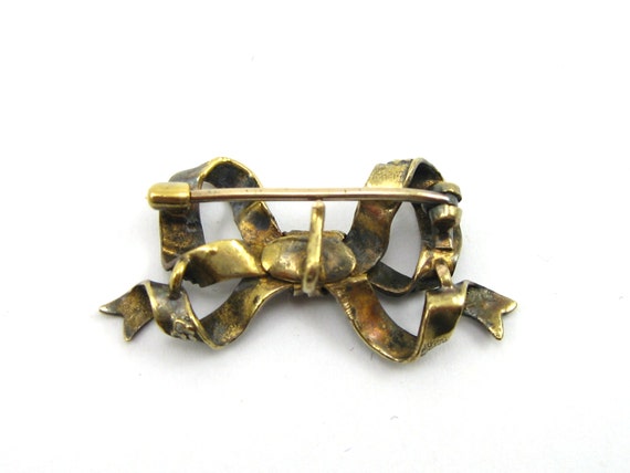 Victorian 14K Enamel Bow Brooch/Ladies Victorian … - image 3