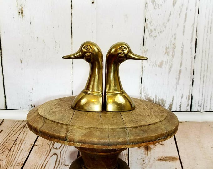 Vintage Brass Duck Bookends/ Vintage Bookends/ Duck Bookends/ Vintage