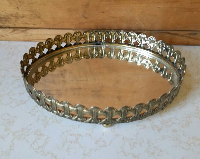 Vintage Mirror Vanity Tray/ Vintage Mirror Tray/ Small Mirror Vanity