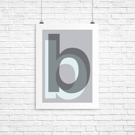 Grey Letter B Wall Art Baby Girl or Boy Nursery Kids Room - Etsy