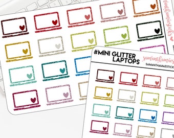 Glitter Laptop Mini or Large Icon for use with Erin Condren Lifeplanner™ Stickers