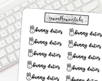Bunny Duties Icon Script ECLP for use with Erin Condren Lifeplanner™ Happy Planner Stickers