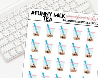 Funny Boba Milk Tea ECLP Erin Condren Lifeplanner™ Happy Planner Stickers