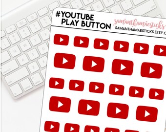 Youtube Play Button Icon for use with Erin Condren Lifeplanner™ Happy Planner Stickers