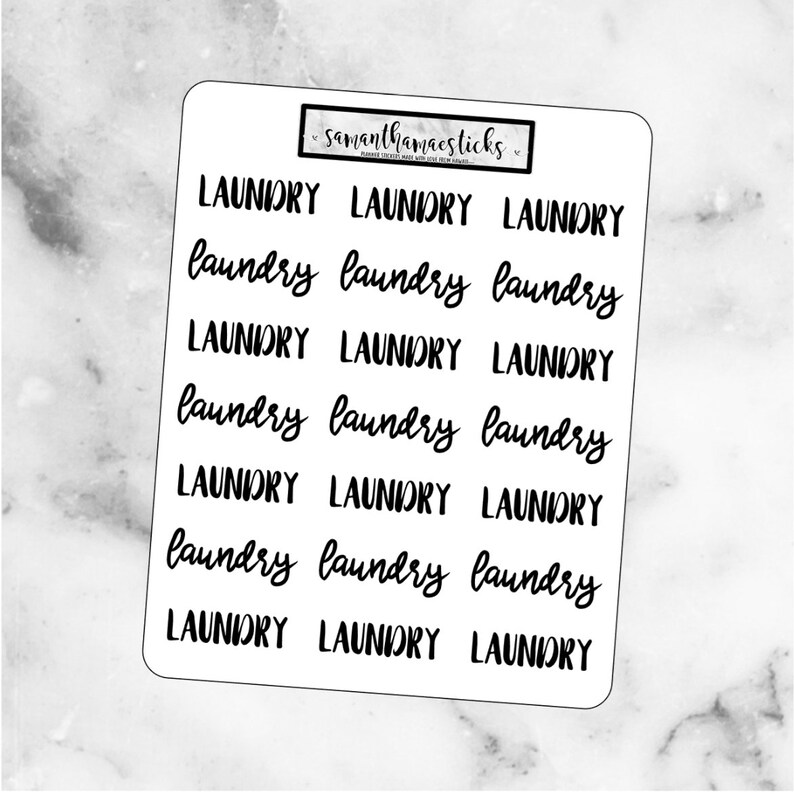 LAUNDRY Lettering Script Words for use with Erin Condren Lifeplanner\u2122 Stickers
