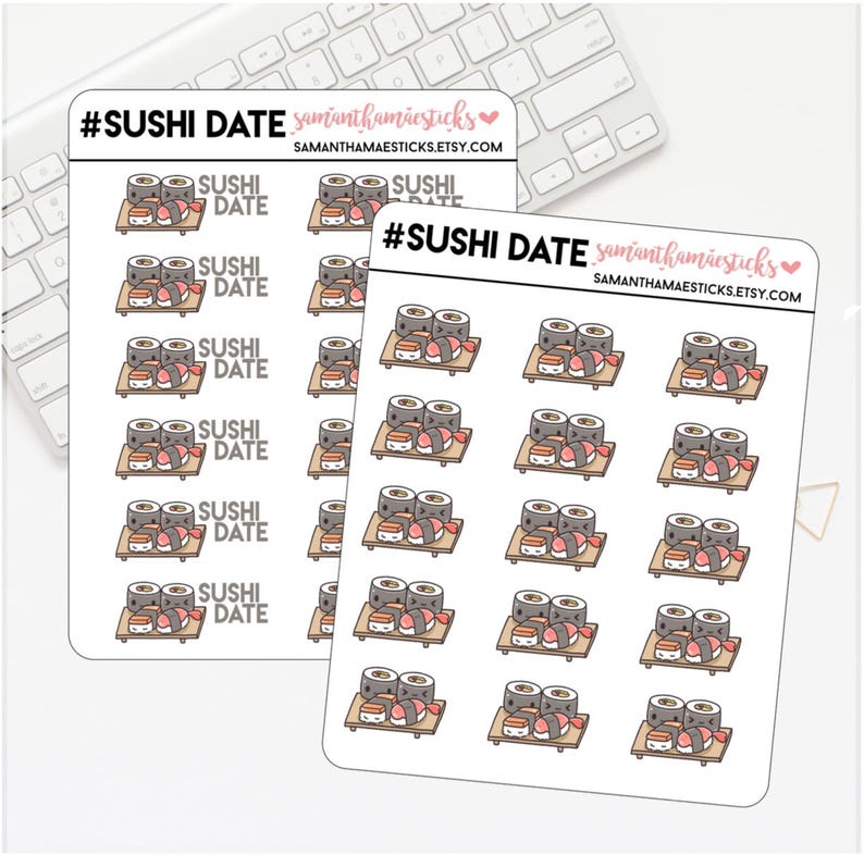 Kawaii Sushi Date Icon for use with Erin Condren Lifeplanner™ Happy Planner Stickers image 1