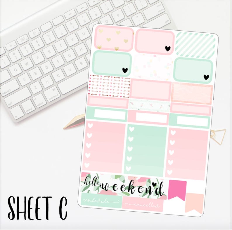 MINIPERSONAL Love Struck Kit Erin Condren Lifeplanner\u2122 Weekly Kit Planner Stickers