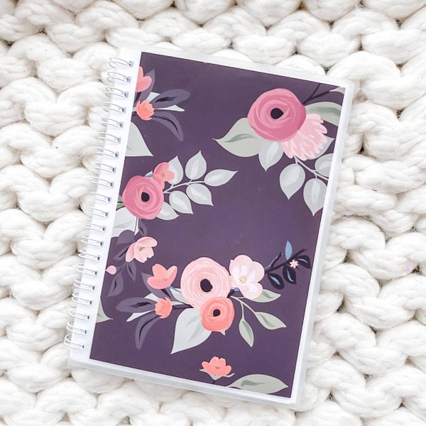 Dark Maroon Floral Reusable Sticker Book 50 Pages Storage System Samantha Mae Sticks