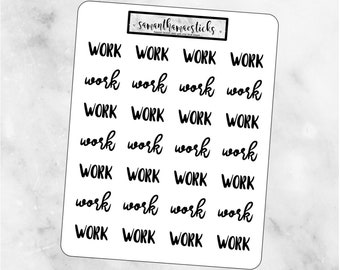 WORK Lettering Script Words for use with Erin Condren Lifeplanner™ Stickers