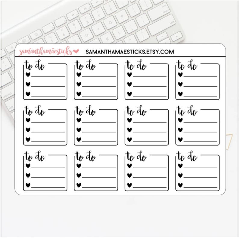 To Do Script Heart Checklist Boxes for use with Erin Condren Lifeplanner™ Stickers image 1