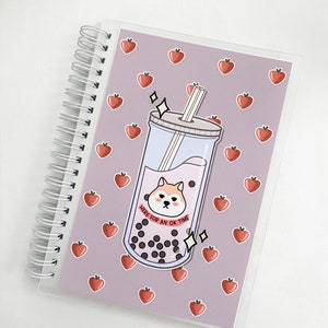 Here For An Okay Time Boba Strawberry IceCreamJo Collaboration Reusable Sticker Book 50 Pages Storage System Samantha Mae Sticks image 1