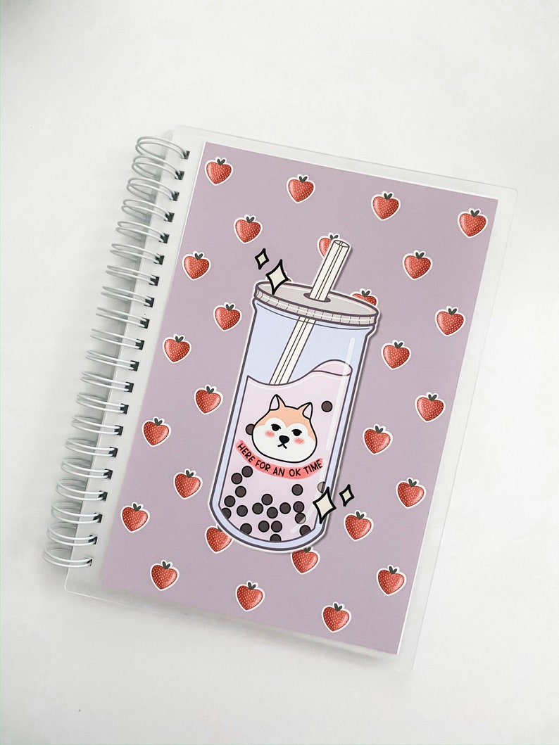 Here For An Okay Time Boba Strawberry IceCreamJo Collaboration Reusable Sticker Book 50 Pages Storage System Samantha Mae Sticks image 1