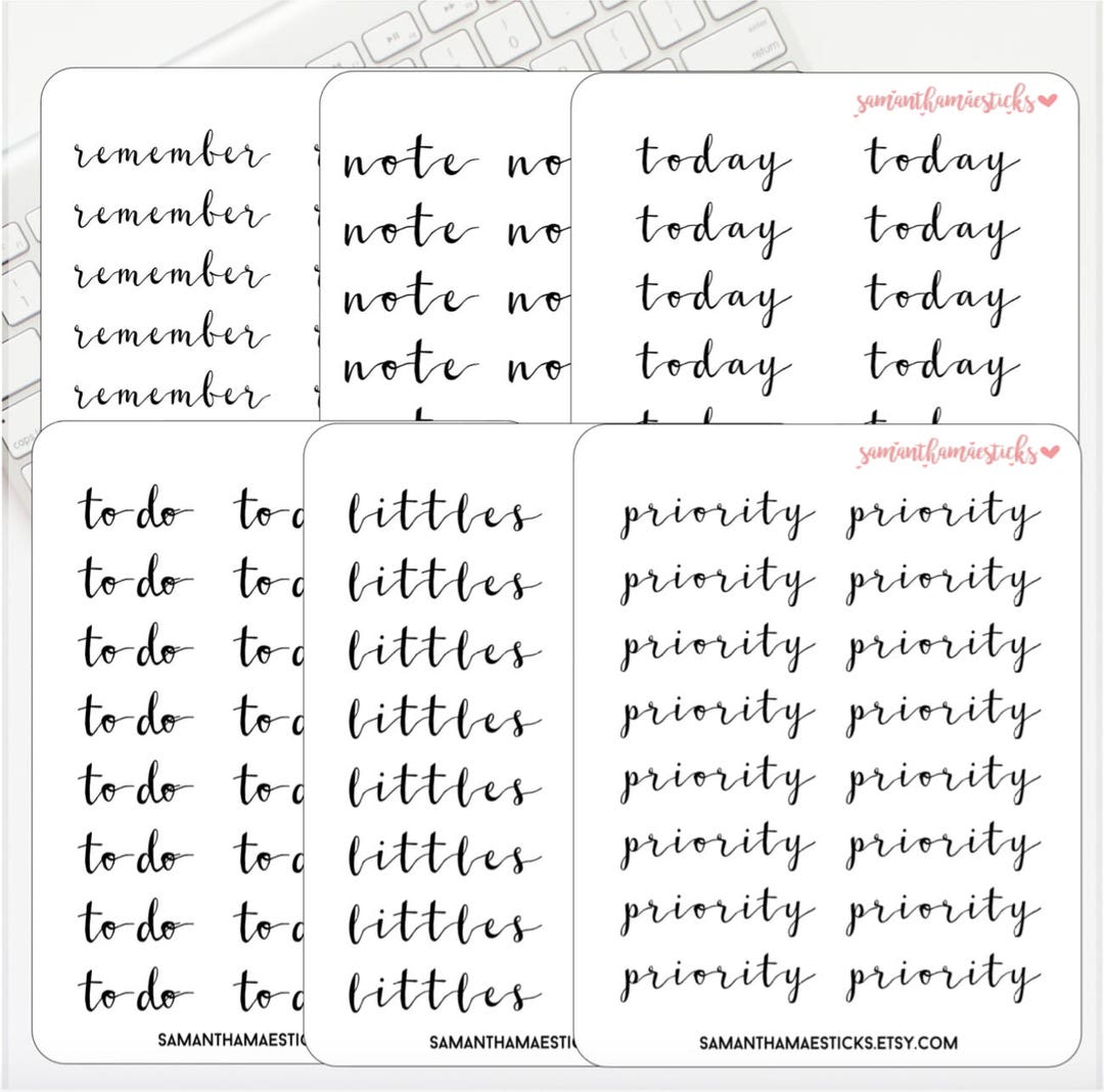 Lettering Script Priority Remember Note Littles Today to - Etsy