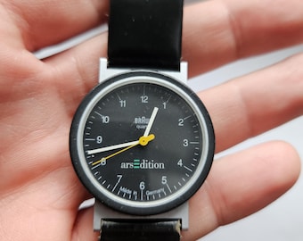 Braun AW20 3802 Black Men's Wristwatch, Vintage Style Quartz Watch