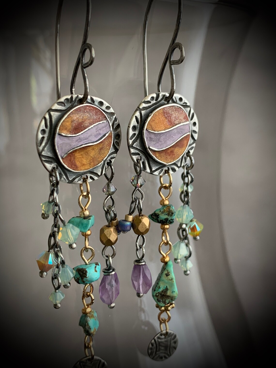 Boho/hippie earrings Dangly earrings unique jewelry Etsy