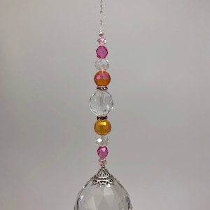 Rainbow maker’s / Beautiful Crystal glass Prisms / Rainbow Crystal Beads / Gifts / Amber and Pink AB / 40mm prisms #CR127