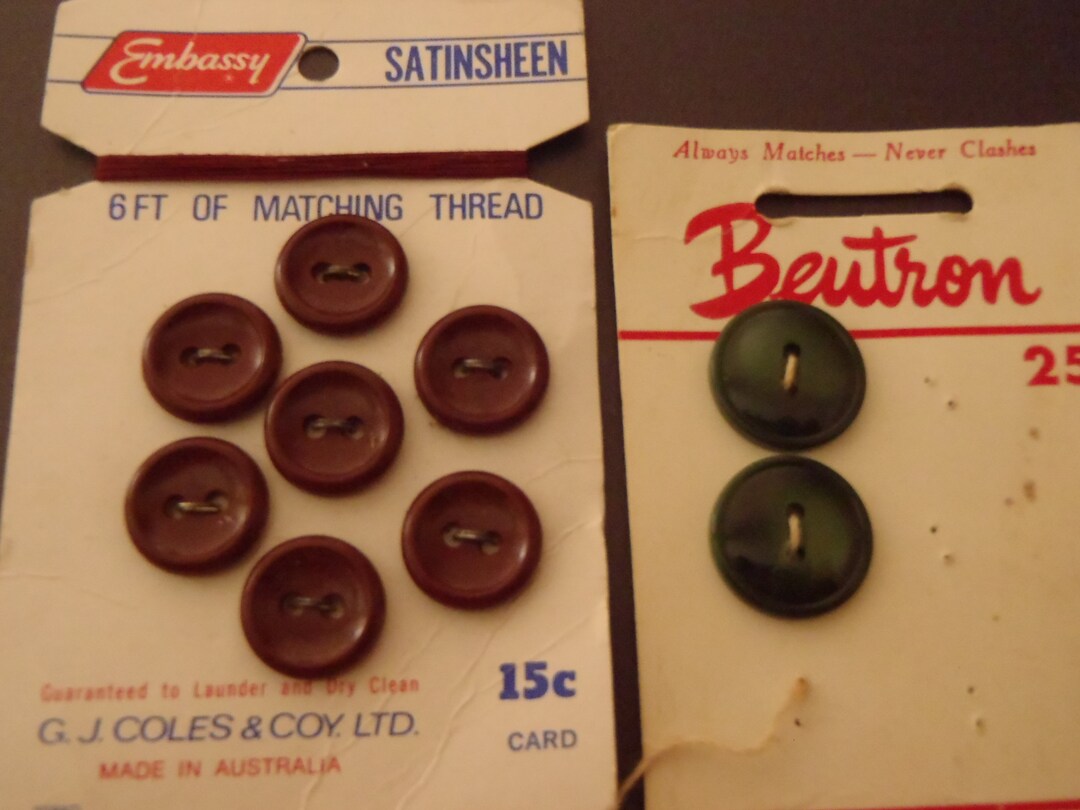 Vintage Beutron & Coles Embassy Buttons 9 Buttons on 2 Cards Etsy