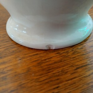 以下が含まれることがあります： 縁に小さな欠けがある白い陶器の花瓶の底