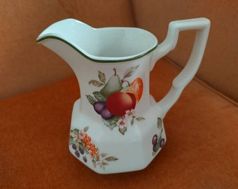 Stylish 70-80s Fresh Fruits Pitcher Jug Johnson Bros colourful decoration stylish shape England approx 5 inches tall