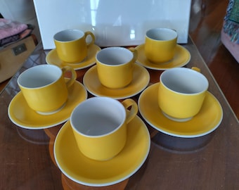 Hello Sunshine!!  Retro Yellow Gempo cup saucer duos 1960-70s cup saucer vintage stoneware