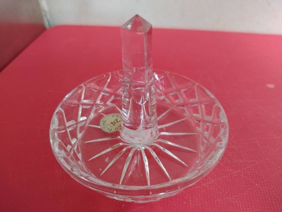 Vintage French Cut Crystal Ring Holder Dresser Di… - image 1