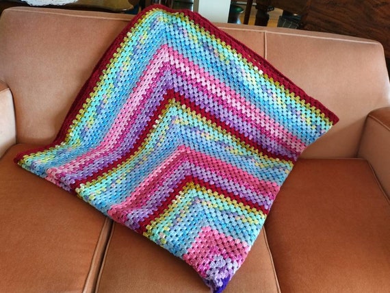 XL Vintage Handmade Knit Crochet Multi Colour Bedspread - Etsy