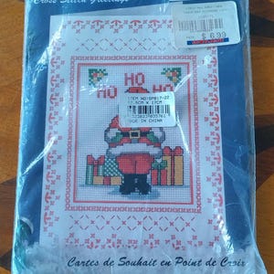 Unopened Cross Stitch Xmas Greeting Kit 5560 Santa complete incl aida cloth card threads instructions envelope