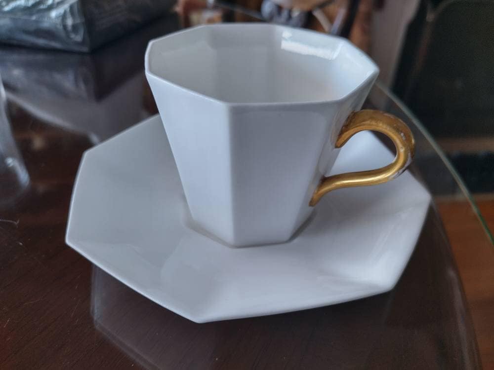 West Elm Orange Gold Waffle Pattern Coffee Cup Mug Tea Modern Design New  FLAW
