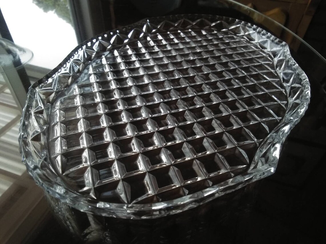 Glass Crystal Dresser Tray beautifully shaped faceted and Etsy