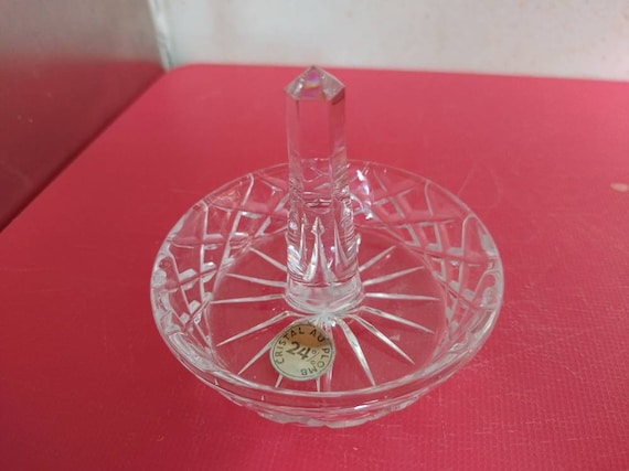 Vintage French Cut Crystal Ring Holder Dresser Di… - image 2