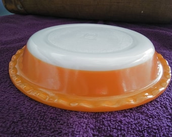Vintage 1970s Crown Ovenware Pie Plate: Orange & White Pyrex (9 inch)