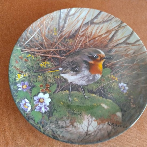 Collectors Bird Wall Plate vintage hand painted 1990 Bradex excellent detail limited edition numbered approx 7 inch VGC hanging