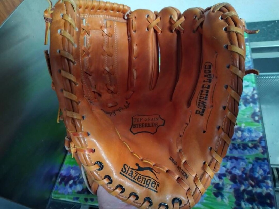 Vintage Leather Baseball Glove Slazenger SL333 Deep Pocket RHT Etsy