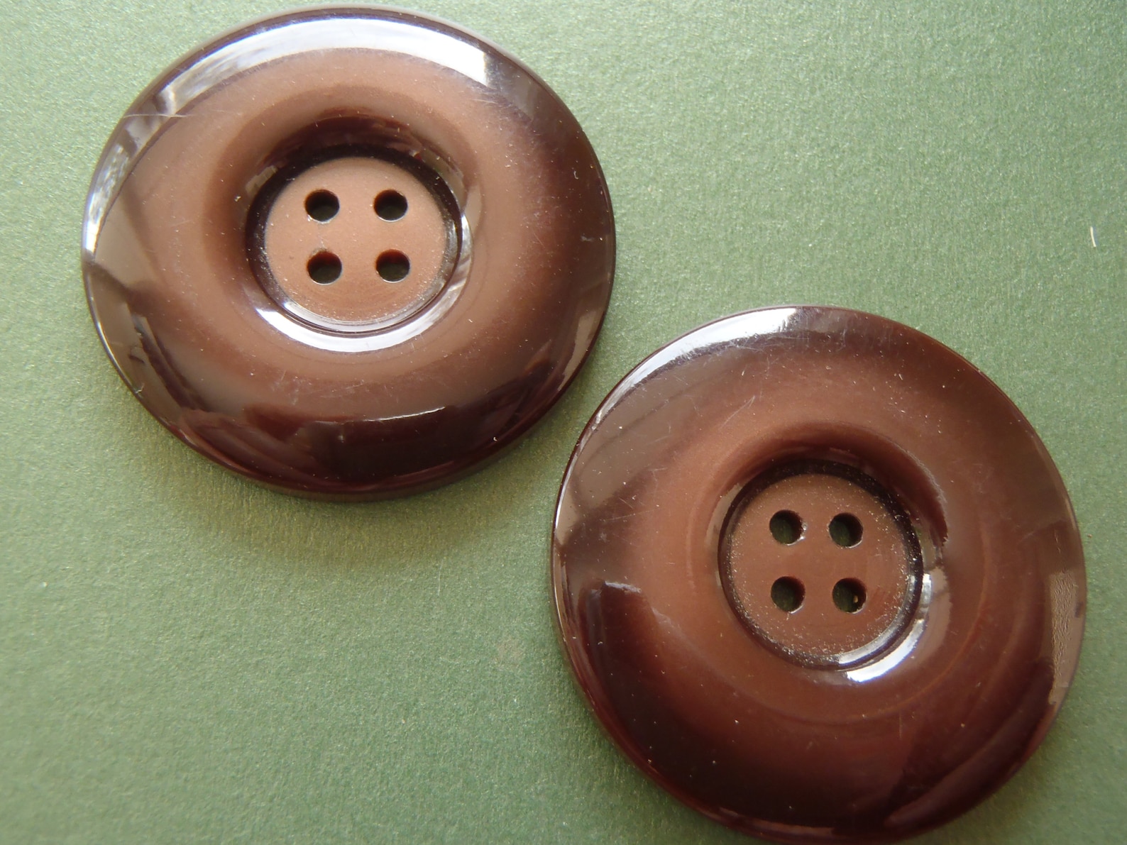 2 Vintage Coat Buttons XL Glossy Brown 4 Hole Approx 1 3/8 Etsy