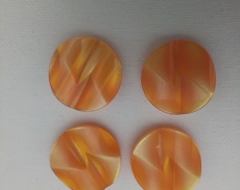 4 Vintage Apricot pearlessent Buttons chunky plastic approx 1 inch (25mm) shanked jewelry craft sew knit collect