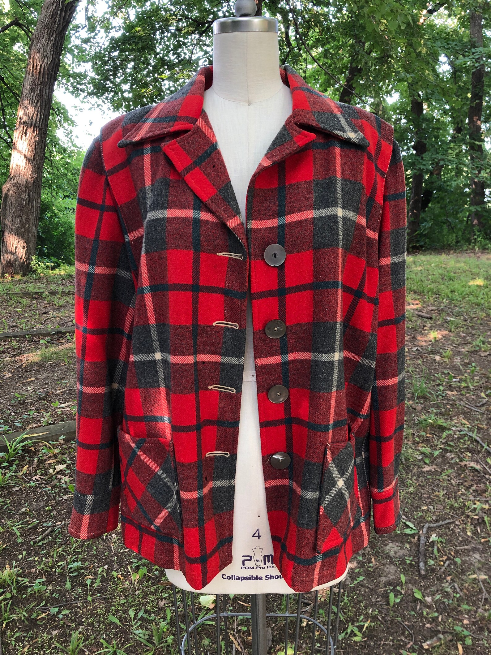 1950s Frisco Jac red and grey wool plaid shirt jacket | Etsy