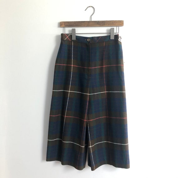 1960s Bobbie Brooks faux wool navy / brown plaid r