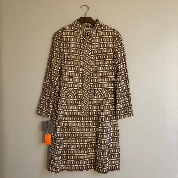 1970s Carlye mod brown and white square pattern mo