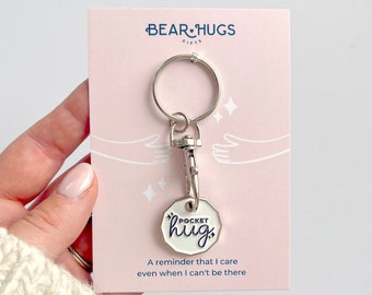 Pocket Hug Token Keyring // Thinking of You // Pick Me Up Gift // Trolley Coin Key Ring Chain