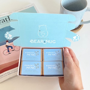 4 mini scatole di fiammiferi con palline di semi di Forget Me Not in confezione regalo // Regalo di bombe di semi ecologiche