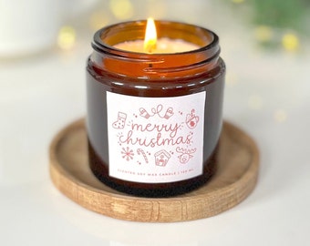 Merry Christmas Apothecary Jar Candle | Orange Clove & Cinnamon | Winter Spice Scent