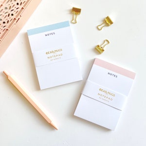 Set of 2 Notepads | A7 | Simple Minimal Design | Blush Pink and Blue