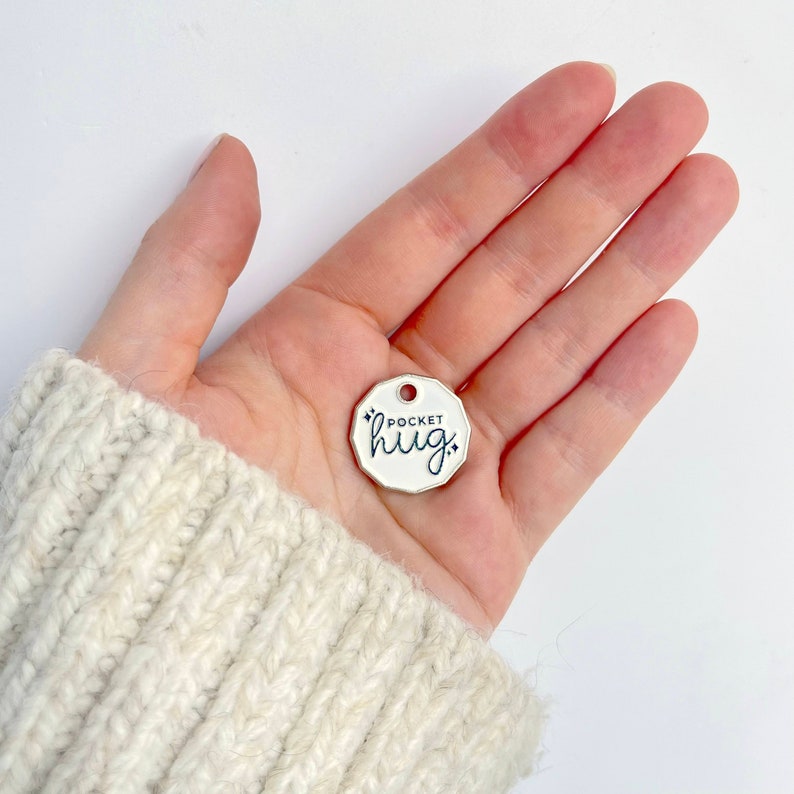 Pocket Hug Token Keyring // Thinking of You // Pick Me Up Gift // Trolley Coin Key Ring Chain image 2
