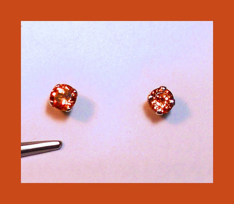 Pair of 3.8 Millimeter Facetted Rounds Sterling Silver Made In Maine GOLDEN SAPPHIRE STUDS