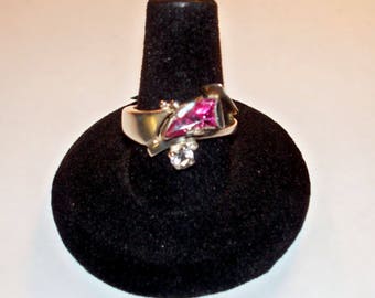 STERLING STEAMPUNK RING - Size 7.5 - Hand Carved Maine Tourmaline - White Beryl Accent - Made by Certified Master Goldsmith Brian Quigley