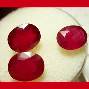 KENYAN RUBY PARCEL – 3pcs – 10 x 8 mm Facetted Ovals – Thai Cut – Natural Material - Fracture Filled – New Old Stock - Eddie’s Pick