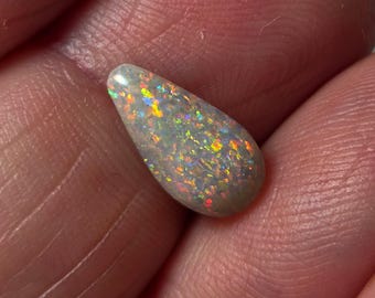 CHOCOLATE BLACK OPAL – Classic Lightning Ridge Australian Opal – 13.6 x 6.8 mm Drop - Pinfire Pattern - Natural Earth Mined – Made in Maine