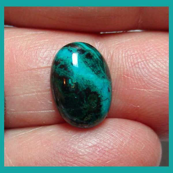 NEW ATLANTIS CHRYSOCOLLA - Grand Canyon Arizona – 14 x 10 mm Oval Cabochon – Turquoise Malachite Chrysocola - Made In Maine